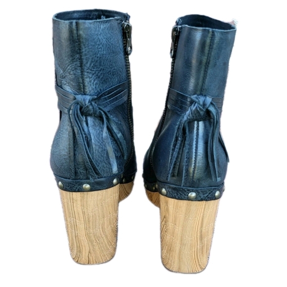 KORK-EASE Dianna Final Tassel Black Leather Stud Platform Ankle Boot Women 8 - Picture 5 of 16